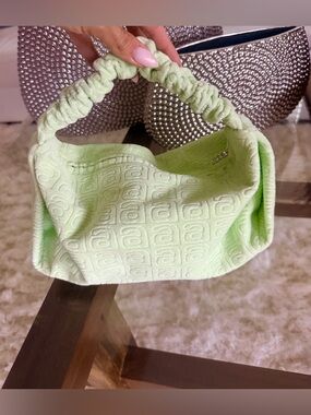 Alexander Wang Light Green Soft Quilted Scrunchie Ruched-Handle Jacquard Bag